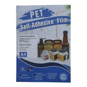 ADHESIVO SEMI TRANSPARENTE IMPERMEABLE PET INKJET A4