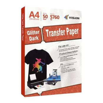 PAPEL TRANSFER INKJET GLITTER DARK PARA ALGODON TAMAÑO A4