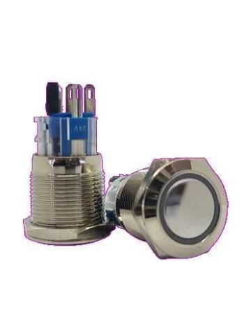 PULSADOR METALICO 250VAC 15AMP DIAMETRO 5/8 30MM DE LARGO 5 PINES SIN LUZ