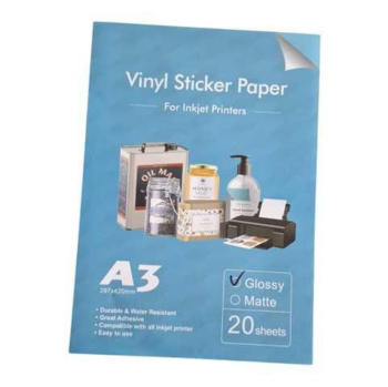 ADHESIVO BLANCO PERLA BRILLOSO IMPERMEABLE PET INKJET A3