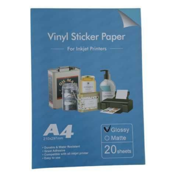 ADHESIVO BLANCO PERLA BRILLOSO IMPERMEABLE PET INKJET A4