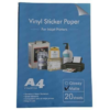 ADHESIVO BLANCO PERLA MATE IMPERMEABLE PET INKJET A4