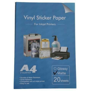 ADHESIVO BLANCO PERLA MATE IMPERMEABLE PET INKJET A4